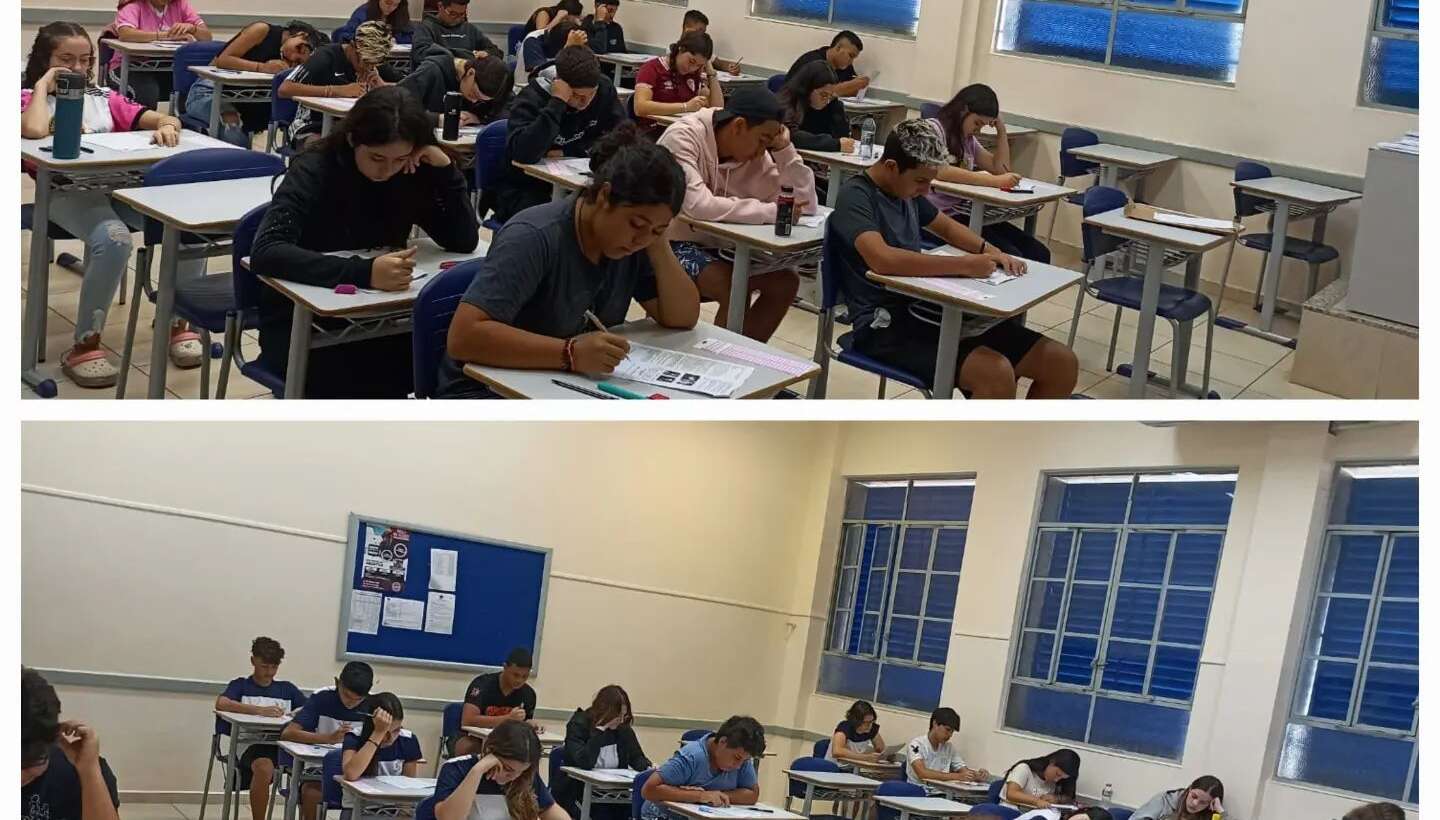 Simulado com alunos do Fundamental I e alunos do Ensino Médio.